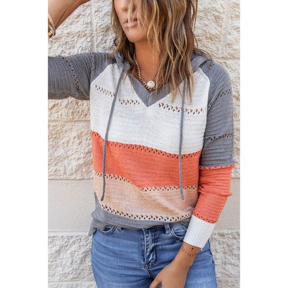 Azura Exchange  Gray Beach Bonfire Knitted Hoodie - Picture 5 of 15